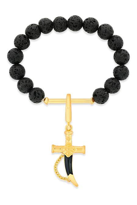 Shop_Isharya_Gold Sword Carved Work Charm _Online_at_Aza_Fashions