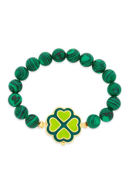 Buy Isharya Green Clover Enamelled Charm at Aza Fashions Buy_Isharya_Green Clover Enamelled Charm_at_Aza_Fashions