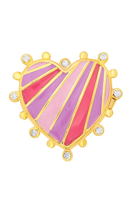 Shop Isharya Pink Embellished Heart Rani Charm at Aza Fashions Shop_Isharya_Pink Embellished Heart Rani Charm _at_Aza_Fashions