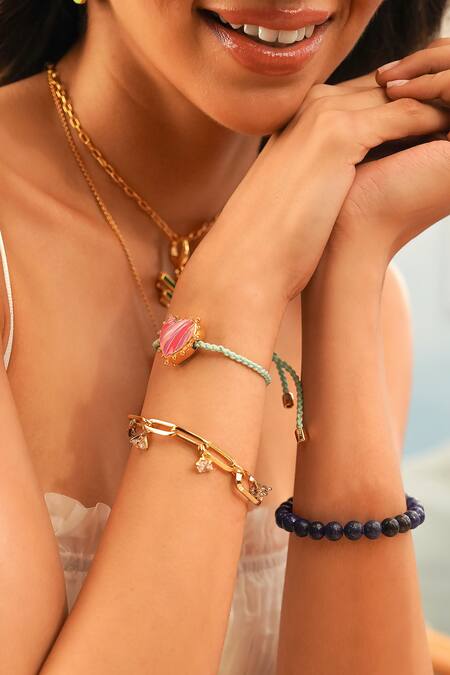 Isharya Pink Embellished Heart Rani Charm Online at Aza Fashions Isharya_Pink Embellished Heart Rani Charm _Online_at_Aza_Fashions