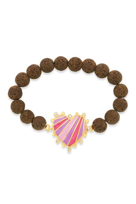 Isharya Pink Embellished Heart Rani Charm at Aza Fashions Isharya_Pink Embellished Heart Rani Charm _at_Aza_Fashions