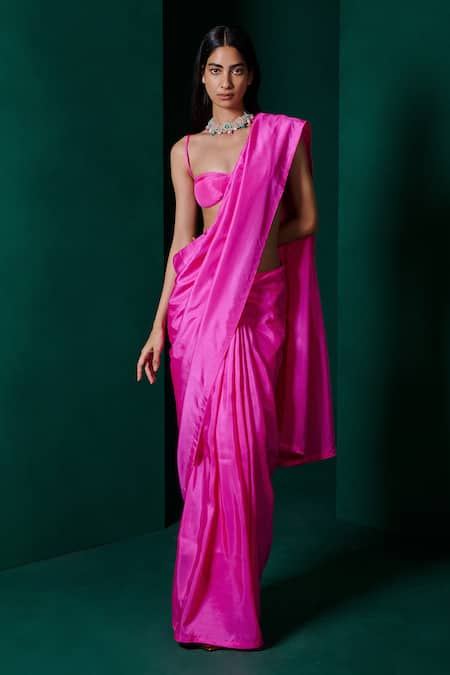 Ekaya Handwoven Solid Saree With Unstitched Blouse Fabric 