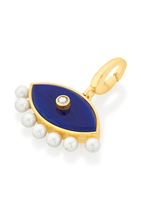 Isharya Blue Pearl, Agate Evil Eye Embellished Charm