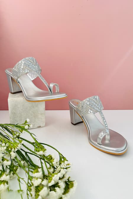 Rhinestone Decor Chunky Heeled Sandals | Wedding shoes heels, Sandals heels,  Summer sandals heels