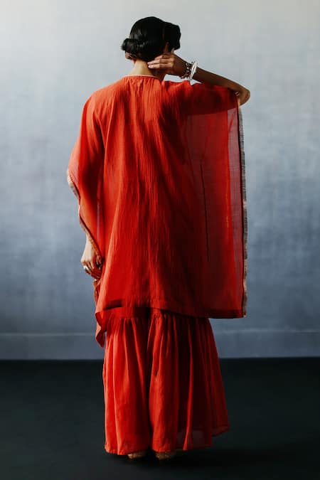 Avacara Neel Gota Embroidered Kaftan & Sharara Set 