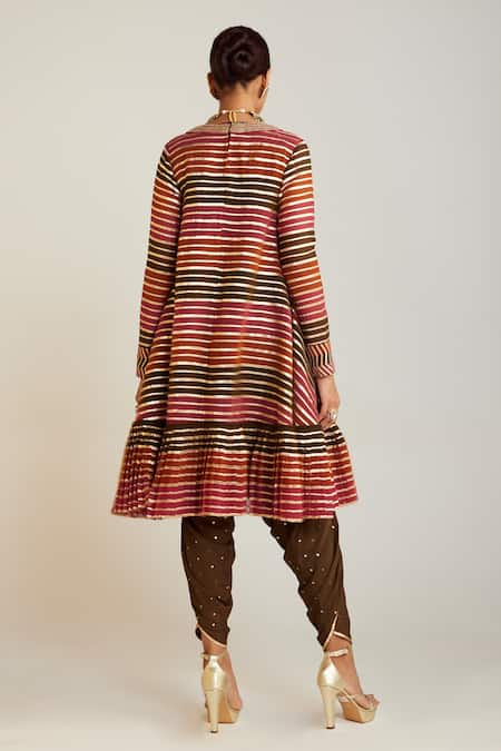 Shop Vvani By Vani Vats Multi Color Georgette, Silk Gota Embroidered A-line Anarkali And Dhoti Pant Set at Aza Fashions Shop_Vvani By Vani Vats_Multi Color Georgette, Silk Gota Embroidered A-line Anarkali And Dhoti Pant Set _at_Aza_Fashions