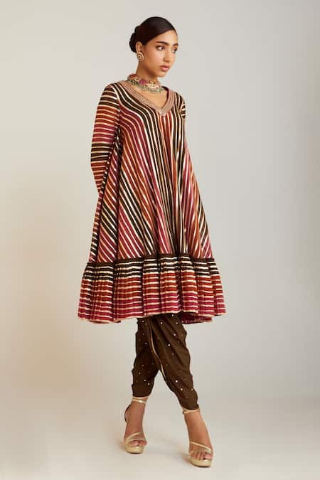 Buy Vvani By Vani Vats Multi Color Georgette, Silk Gota Embroidered A-line Anarkali And Dhoti Pant Set Online at Aza Fashions Buy_Vvani By Vani Vats_Multi Color Georgette, Silk Gota Embroidered A-line Anarkali And Dhoti Pant Set _Online_at_Aza_Fashions