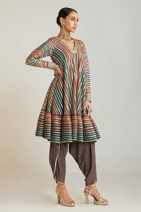 Buy Vvani By Vani Vats Multi Color Georgette, Silk, Net Gota Embroidered A-line Anarkali Dhoti Pant Set Online at Aza Fashions Buy_Vvani By Vani Vats_Multi Color Georgette, Silk, Net Gota Embroidered A-line Anarkali Dhoti Pant Set _Online_at_Aza_Fashions