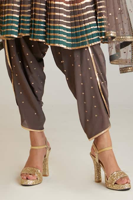 Shop Vvani By Vani Vats Multi Color Georgette, Silk, Net Gota Embroidered A-line Anarkali Dhoti Pant Set Online at Aza Fashions Shop_Vvani By Vani Vats_Multi Color Georgette, Silk, Net Gota Embroidered A-line Anarkali Dhoti Pant Set _Online_at_Aza_Fashions