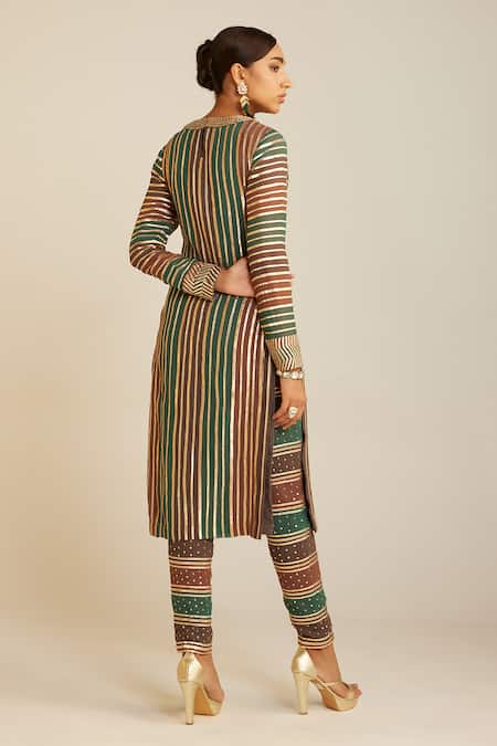 Shop Vvani By Vani Vats Multi Color Georgette, Silk Gota Patti, Sequins Embroidered Kurta And Pant Set at Aza Fashions Shop_Vvani By Vani Vats_Multi Color Georgette, Silk Gota Patti, Sequins Embroidered Kurta And Pant Set _at_Aza_Fashions