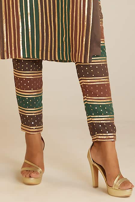 Buy Vvani By Vani Vats Multi Color Georgette, Silk Gota Patti, Sequins Embroidered Kurta And Pant Set Online at Aza Fashions Buy_Vvani By Vani Vats_Multi Color Georgette, Silk Gota Patti, Sequins Embroidered Kurta And Pant Set _Online_at_Aza_Fashions