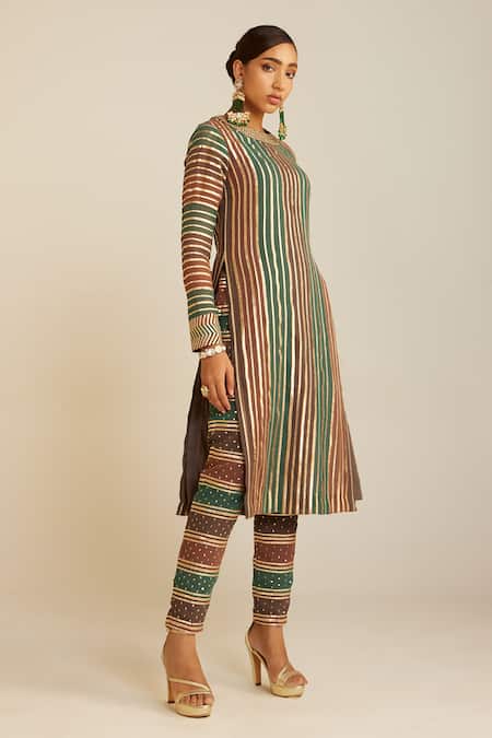 Buy Vvani By Vani Vats Multi Color Georgette, Silk, Net Gota Hand Embroidered Straight Fit Kurta Set Online at Aza Fashions Buy_Vvani By Vani Vats_Multi Color Georgette, Silk, Net Gota Hand Embroidered Straight Fit Kurta Set _Online_at_Aza_Fashions