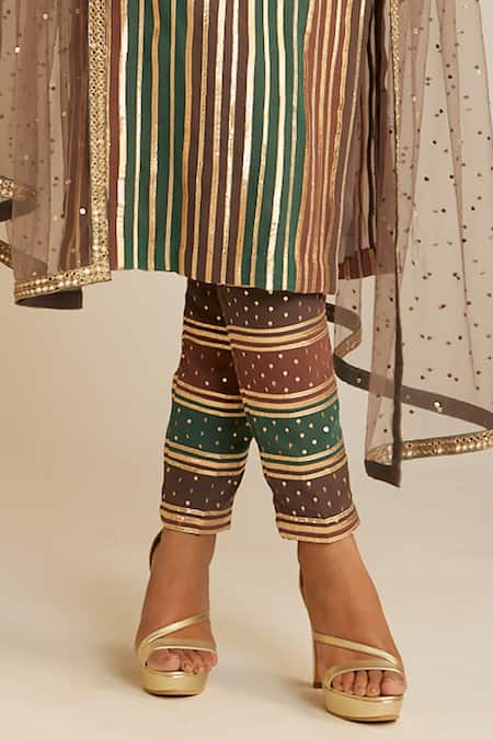 Vvani By Vani Vats Multi Color Georgette, Silk, Net Gota Hand Embroidered Straight Fit Kurta Set at Aza Fashions Vvani By Vani Vats_Multi Color Georgette, Silk, Net Gota Hand Embroidered Straight Fit Kurta Set _at_Aza_Fashions