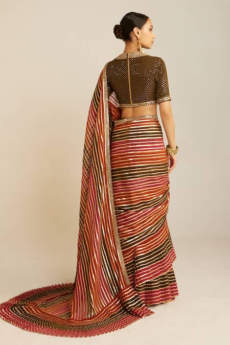 Vvani By Vani Vats Pre-Draped Gota Hand Embroidered Saree With Blouse 