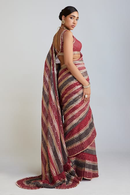 Vvani By Vani Vats Pre-Draped Gota Embroidered Saree With Blouse 