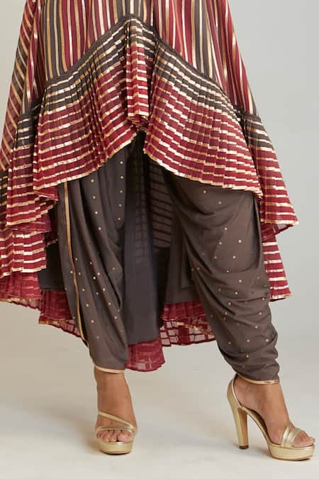 Vvani By Vani Vats Multi Color Georgette, Silk Embroidery Round Asymmetric Kurta And Dhoti Pant Set Online at Aza Fashions Vvani By Vani Vats_Multi Color Georgette, Silk Embroidery Round Asymmetric Kurta And Dhoti Pant Set _Online_at_Aza_Fashions