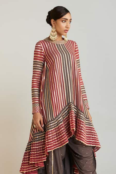 Buy Vvani By Vani Vats Multi Color Georgette, Silk Embroidery Round Asymmetric Kurta And Dhoti Pant Set Online at Aza Fashions Buy_Vvani By Vani Vats_Multi Color Georgette, Silk Embroidery Round Asymmetric Kurta And Dhoti Pant Set _Online_at_Aza_Fashions