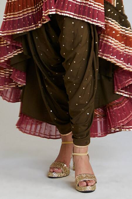 Vvani By Vani Vats Multi Color Georgette, Silk Embroidery, Asymmetric Kurta And Dhoti Pant Set Online at Aza Fashions Vvani By Vani Vats_Multi Color Georgette, Silk Embroidery, Asymmetric Kurta And Dhoti Pant Set _Online_at_Aza_Fashions