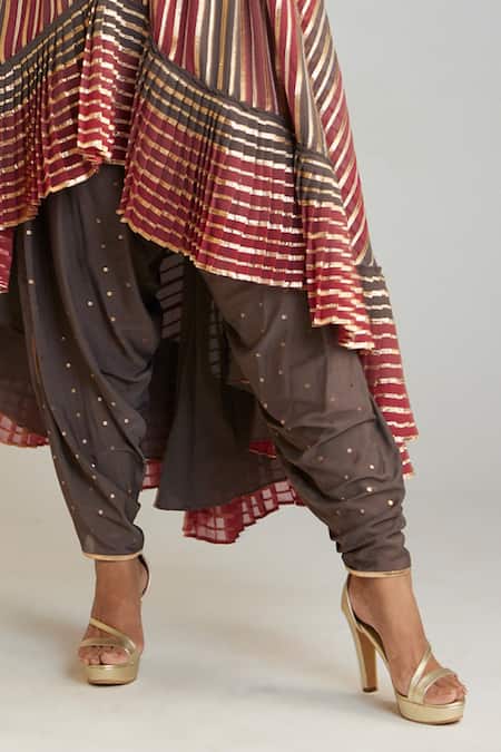 Buy Vvani By Vani Vats Multi Color Georgette, Silk, Net Embroidery Asymmetric Kurta Dhoti Pant Set Online at Aza Fashions Buy_Vvani By Vani Vats_Multi Color Georgette, Silk, Net Embroidery Asymmetric Kurta Dhoti Pant Set _Online_at_Aza_Fashions