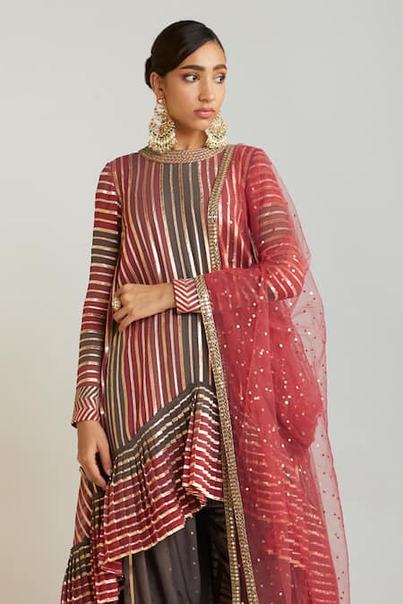 Vvani By Vani Vats Multi Color Georgette, Silk, Net Embroidery Asymmetric Kurta Dhoti Pant Set at Aza Fashions Vvani By Vani Vats_Multi Color Georgette, Silk, Net Embroidery Asymmetric Kurta Dhoti Pant Set _at_Aza_Fashions
