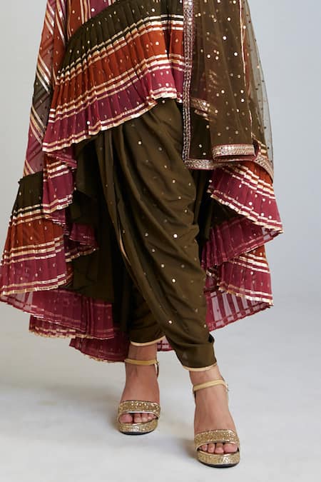 Vvani By Vani Vats Multi Color Georgette, Silk, Net Sequins, Asymmetric Kurta Dhoti Pant Set Online at Aza Fashions Vvani By Vani Vats_Multi Color Georgette, Silk, Net Sequins, Asymmetric Kurta Dhoti Pant Set _Online_at_Aza_Fashions