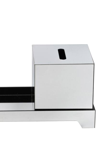 Buy_H2h_Silver Acrylic Metallic Set Of Tissue Box And Tray_Online_at_Aza_Fashions