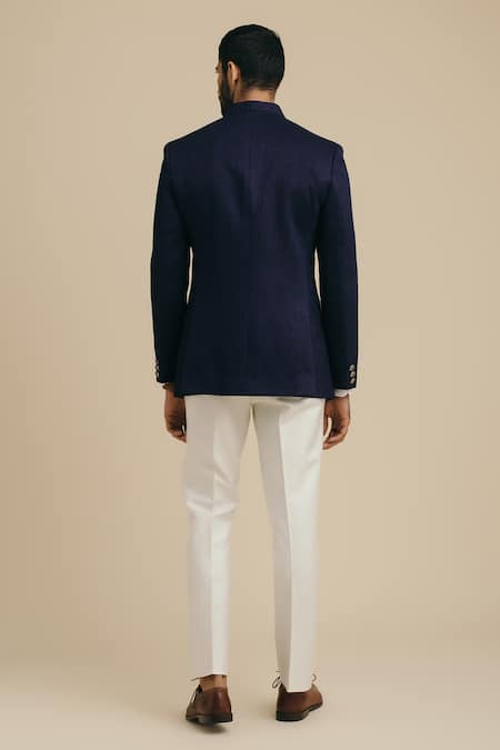 Philocaly Geometric Thread Embroidered Bandhgala 