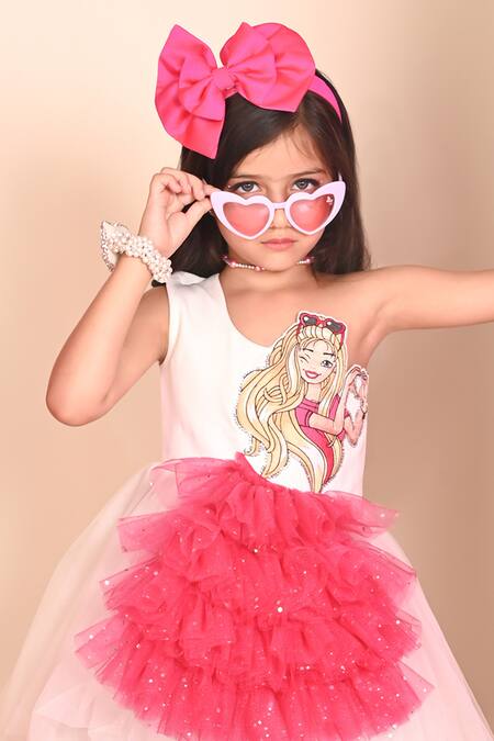 Hoity Moppet White Tulle, Crepe, Satin Not Your Barbie Girl Applique Embroidered Dress at Aza Fashions Hoity Moppet_White Tulle, Crepe, Satin Not Your Barbie Girl Applique Embroidered Dress _at_Aza_Fashions