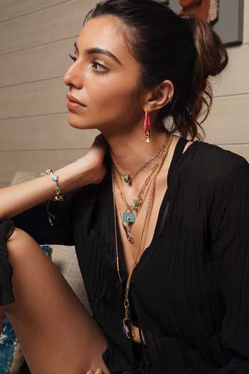 Shop Isharya Gold Plated Gilt Hook And Bar Necklace at Aza Fashions Shop_Isharya_Gold Plated Gilt Hook And Bar Necklace_at_Aza_Fashions