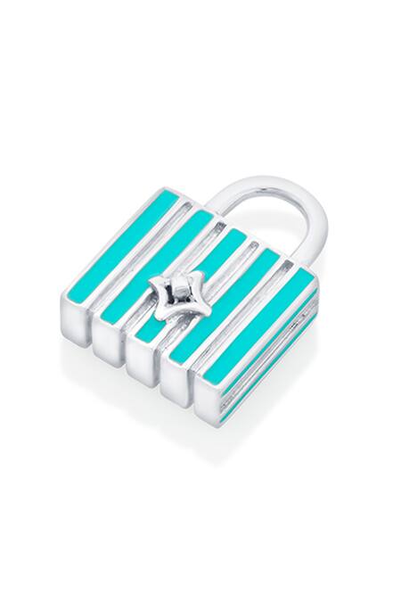 Buy Isharya Blue Enamel Work Padlock Charm at Aza Fashions Buy_Isharya_Blue Enamel Work Padlock Charm_at_Aza_Fashions