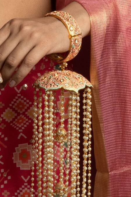 Buy Queens Jewels Multi Color Pearls, Zari Drop Kaleeras - Set Of 2 Online at Aza Fashions Buy_Queens Jewels_Multi Color Pearls, Zari Drop Kaleeras - Set Of 2 _Online_at_Aza_Fashions