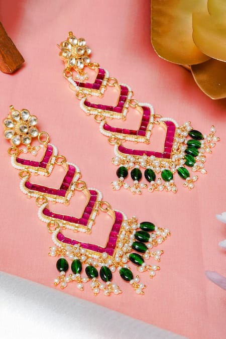 Queens Jewels Nyra Kundan Embellished Paasa Earrings 