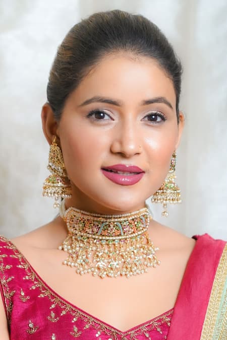 Shop Queens Jewels Multi Color Stones Navratan Embellished Choker Necklace Set at Aza Fashions Shop_Queens Jewels_Multi Color Stones Navratan Embellished Choker Necklace Set _at_Aza_Fashions