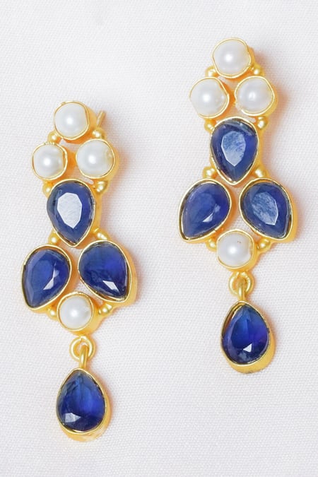 Queens Jewels Stones & Pearls Embellished Dangler Earrings 