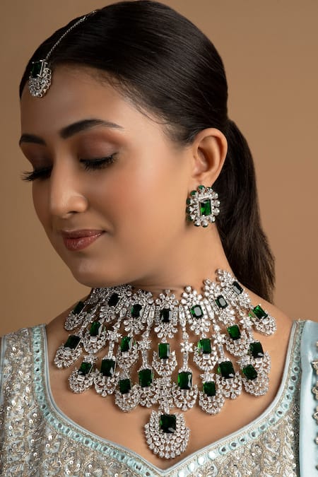 Green bridal jewellery deals set