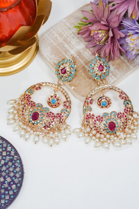 Queens Jewels Bipasha Jadau Stone Embellished Chandbalis 