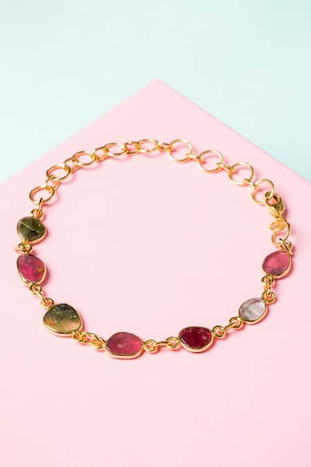 Lab Created Multi Color Stone 18K Gold Over Silver Charm Bracelet - JCPenney