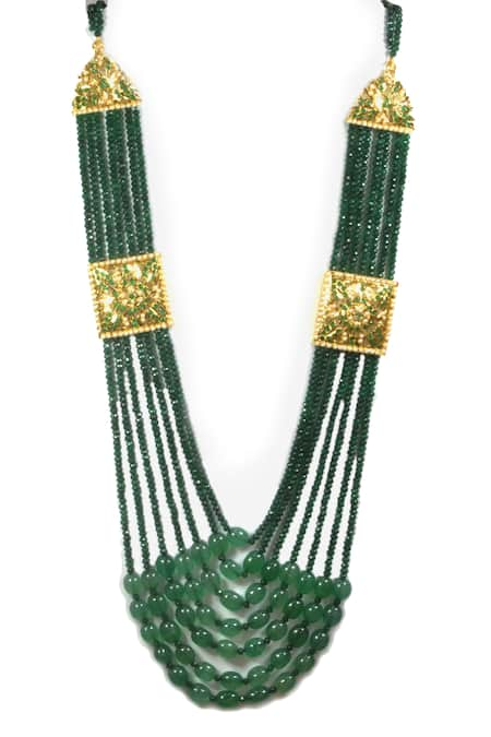 Queens Jewels Green Emeralds Embellished Multi-layered Necklace 