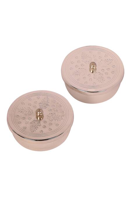 Buy_Nakshikathaa - Homeware_Silver Brass Nut Bowl Gift Hamper - 2 Pcs_Online_at_Aza_Fashions