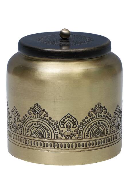 Nakshikathaa - Homeware_Gold Brass Jar Gift Hamper - 2 Pcs _Online_at_Aza_Fashions