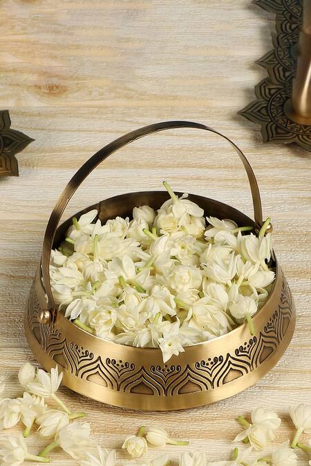 Buy_Nakshikathaa - Homeware_Gold Brass Hand Etched Divinity Gift Hamper - 4 Pcs _Online_at_Aza_Fashions