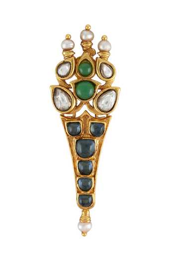 Tribe Amrapali_Blue Crystals, Pearls Arham Embellished Earrings _Online_at_Aza_Fashions