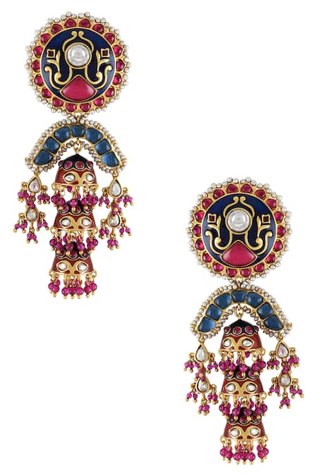 Tribe Amrapali Bahara Floral Carved Earrings 
