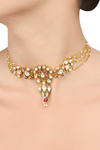 Tribe Amrapali Gold Plated Amira Mughal Stone Studded Choker Online at Aza Fashions Tribe Amrapali_Gold Plated Amira Mughal Stone Studded Choker _Online_at_Aza_Fashions