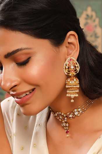 Tribe Amrapali Gold Plated Amira Mughal Stone Studded Choker at Aza Fashions Tribe Amrapali_Gold Plated Amira Mughal Stone Studded Choker _at_Aza_Fashions