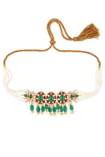 Tribe Amrapali Anum Drop Stone Studded Pearl Strand Choker 