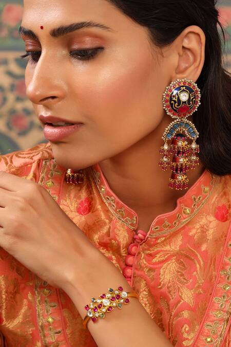 Tribe Amrapali_Multi Color Crystals, Pearls Gauhar Embellished Handcuff _at_Aza_Fashions