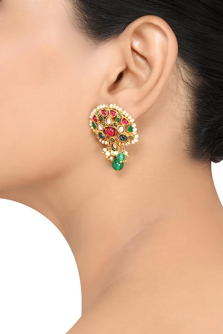 Buy Multi Color Embellished Meher Earrings by Tribe Amrapali