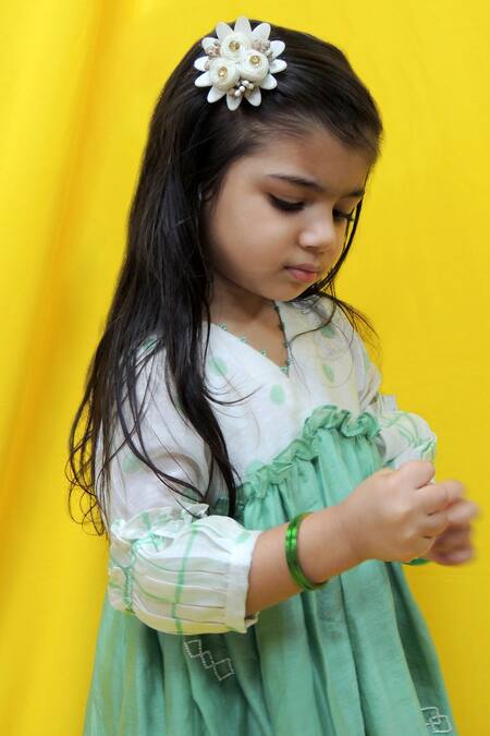 Buy Pankhuri By Priyanka Off White Chanderi Embroidery Polka Dot Print Yoke Kurta With Pant Online at Aza Fashions Buy_Pankhuri By Priyanka_Off White Chanderi Embroidery Polka Dot Print Yoke Kurta With Pant _Online_at_Aza_Fashions