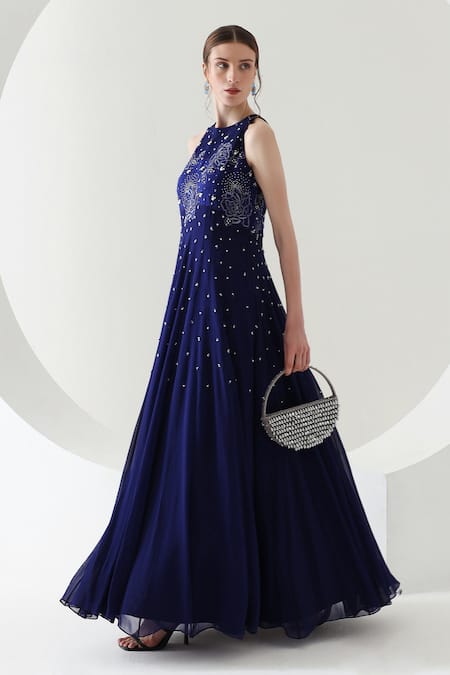 Mehak Talreja Couturre Blue Georgette Nawab Embroidered Anarkali Online at Aza Fashions Mehak Talreja Couturre_Blue Georgette Nawab Embroidered Anarkali _Online_at_Aza_Fashions